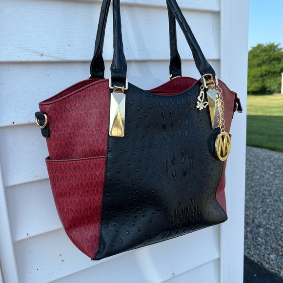 Miak Collection Elegant Black and Red Handbag - Picture 5 of 9